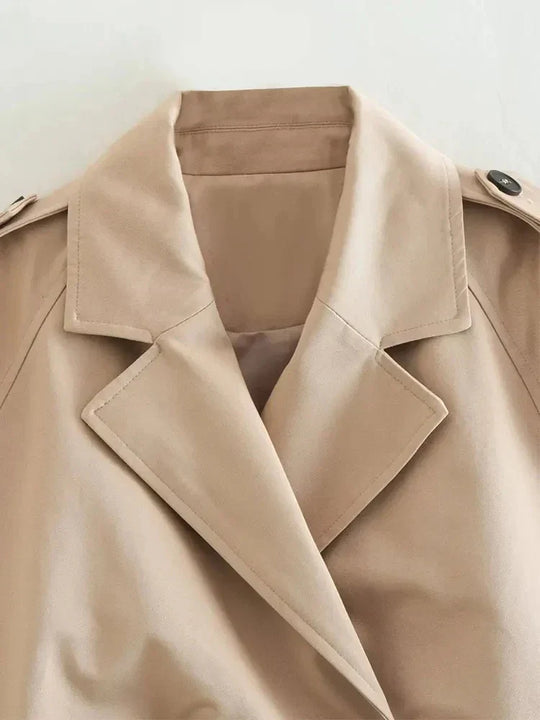 Eleganter Trenchcoat Im Crop-Style - Moderner Kurzmantel In Beige