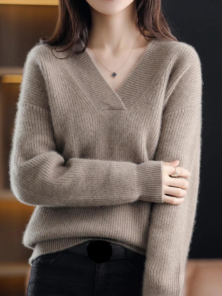 Strickpullover mit V-Ausschnitt für Damen