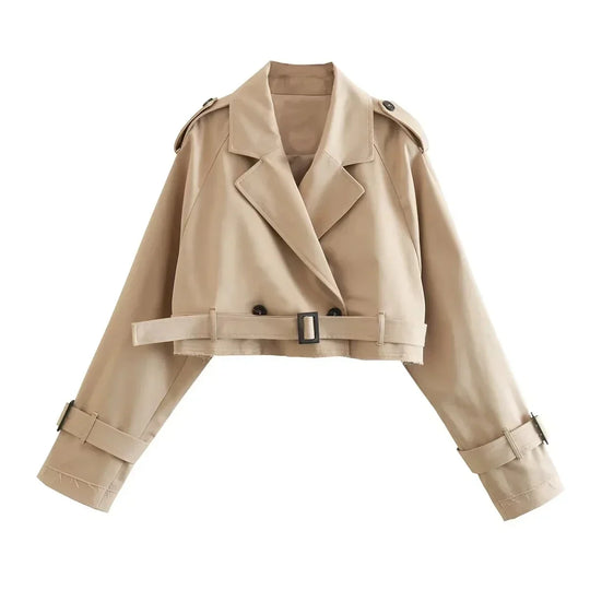 Eleganter Trenchcoat Im Crop-Style - Moderner Kurzmantel In Beige