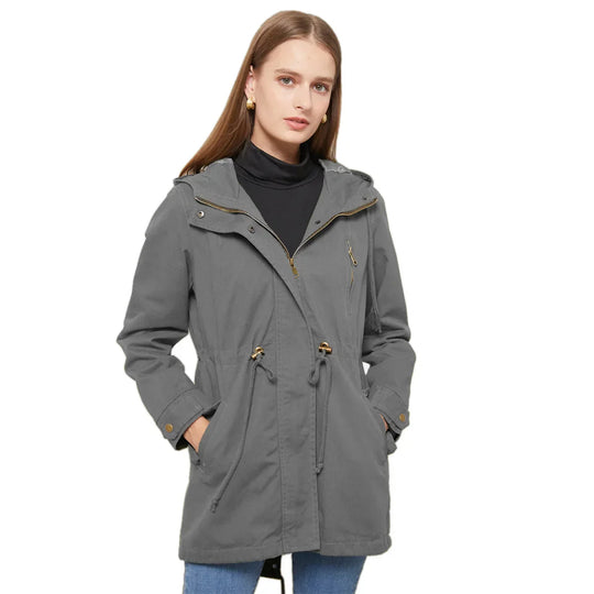 Damen Reißverschluss Windjacke Mit Kordelzug