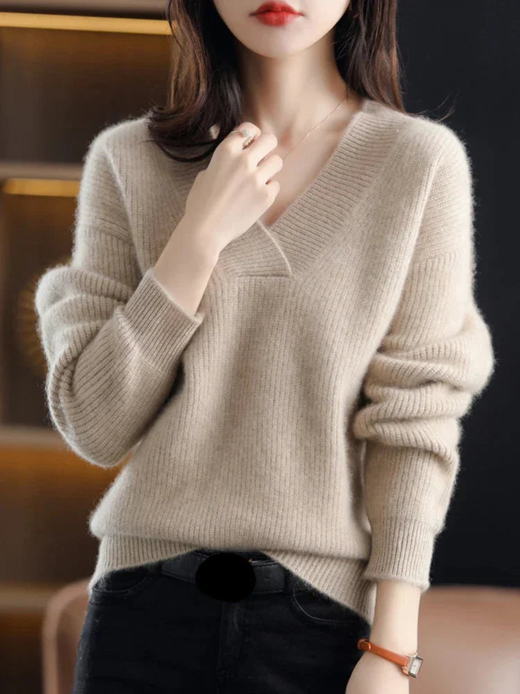 Strickpullover mit V-Ausschnitt für Damen