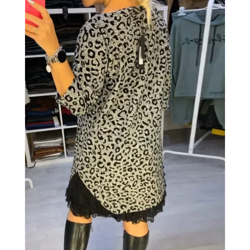 Kleid mit leopardenmuster für frauen