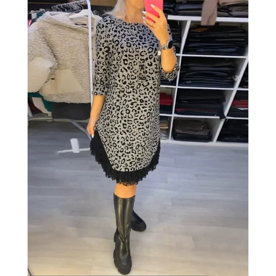 Kleid mit leopardenmuster für frauen