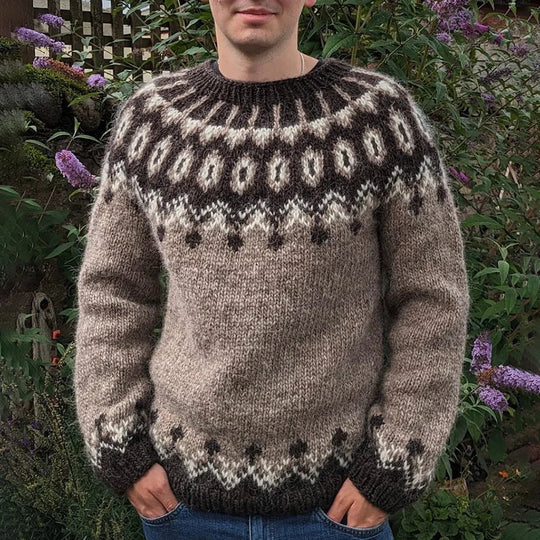 Vintage Strickpullover mit Rundhalsausschnitt für Herren