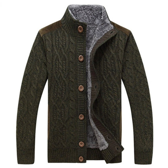 Herren-Strickjacke mit Plüsch-Innenfutter