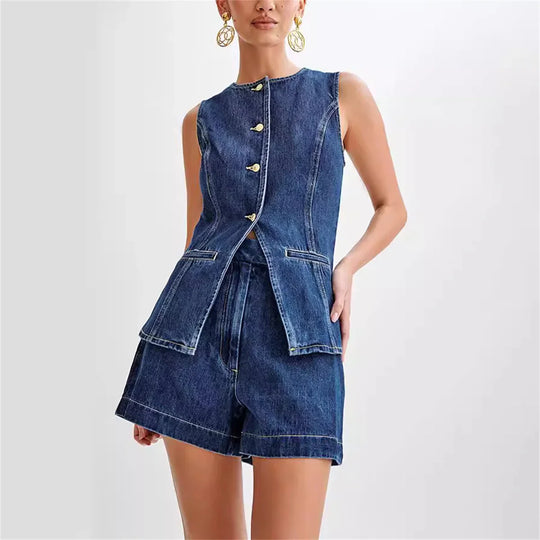 Vintage Denim Sommer Suit Set