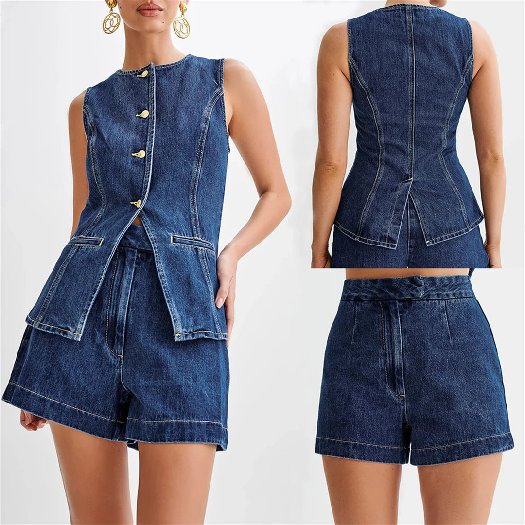 Vintage Denim Sommer Suit Set