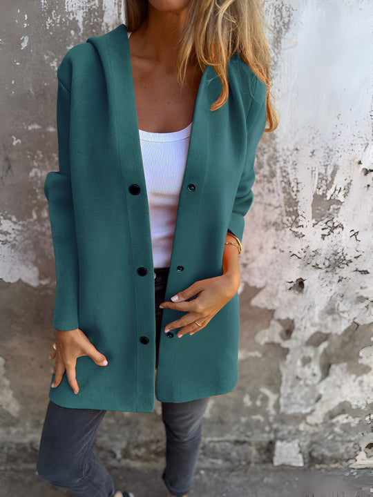 Lässige Kapuzenstrickjacke für Frauen