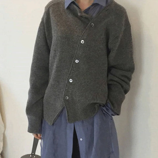 Asymmetrische Strickjacke mit Knöpfen für Damen