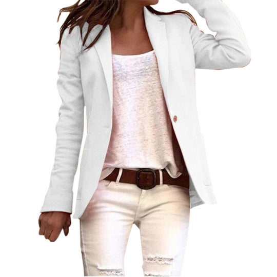 Revers Knopf schlanke lange Ärmel Damen Blazer