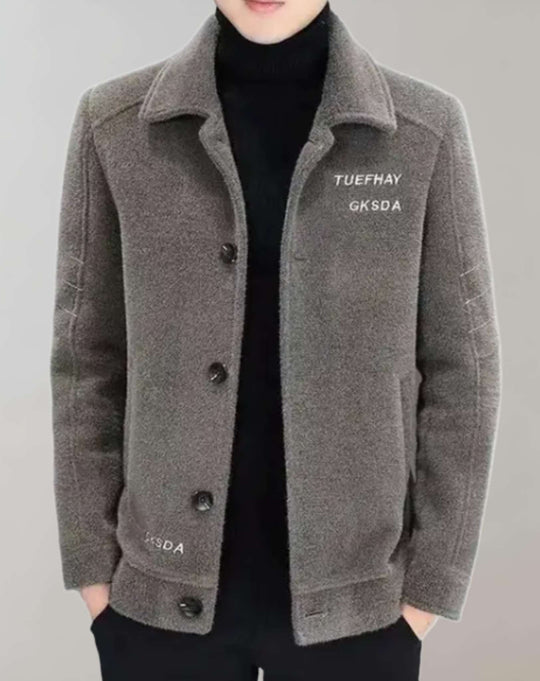 Formelle Wolljacke mit Buchstabendruck und Knopfverschluss für Herren