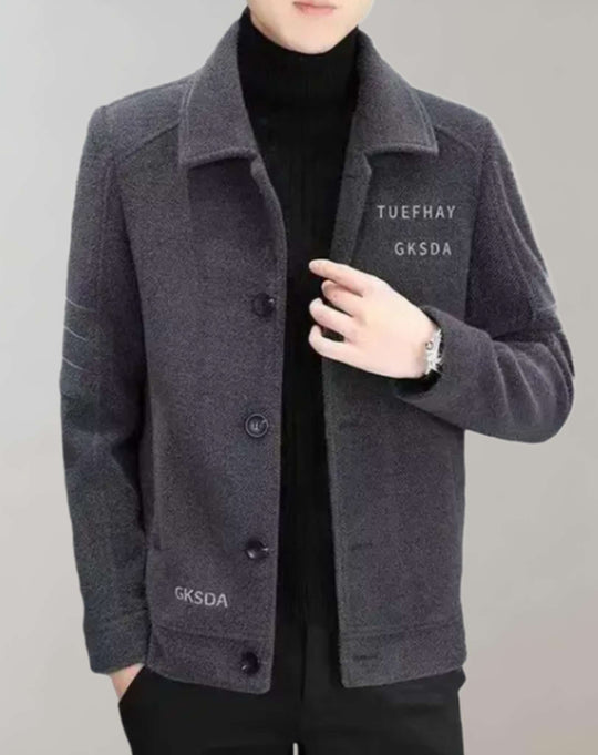 Formelle Wolljacke mit Buchstabendruck und Knopfverschluss für Herren